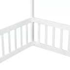 Luxystar Twin Canopy Frame Floor Bed with Fence