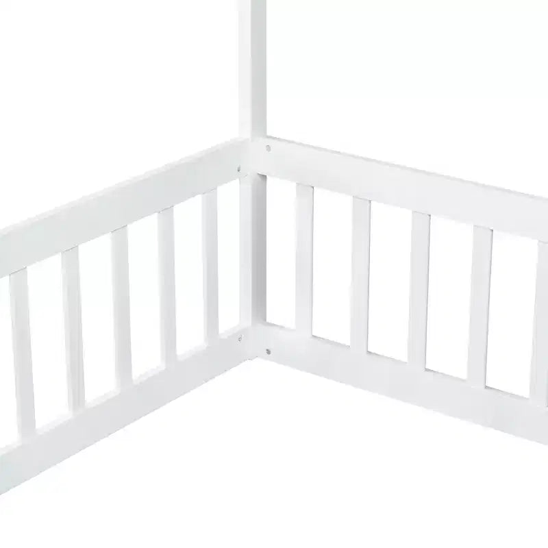 Luxystar Twin Canopy Frame Floor Bed with Fence
