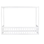 Luxystar Twin Canopy Frame Floor Bed with Fence