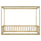 Luxystar Twin Canopy Frame Floor Bed with Fence
