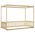 Luxystar Twin Canopy Frame Floor Bed with Fence