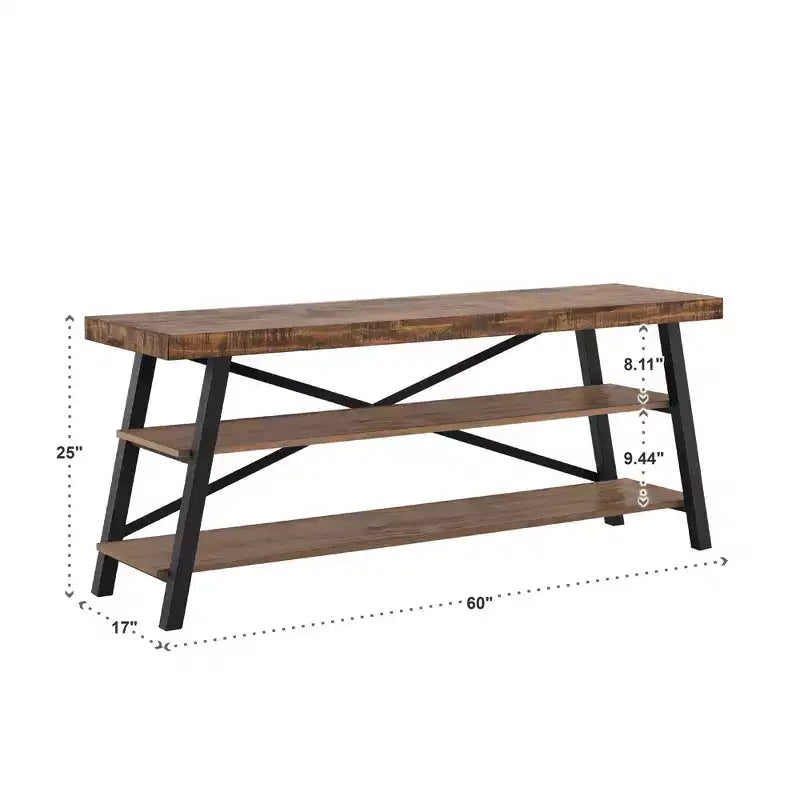 Newsome Rustic X-Base 60-inch TV Stand - Brown - iNSPIRE Q