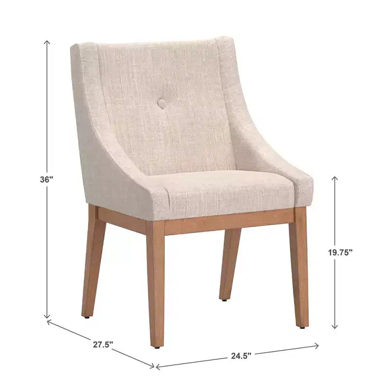 Amiford Button Tufted Slope Arm Linen Dining Chairs (Set of 2) - iNSPIREQ