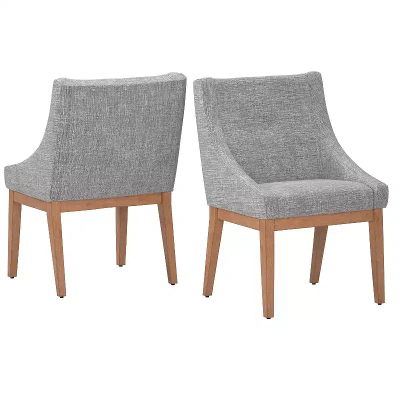 Amiford Button Tufted Slope Arm Linen Dining Chairs (Set of 2) - iNSPIREQ
