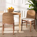 2-Piece Nadim Natural Seagrass and Acacia Wood Dining Chair Set