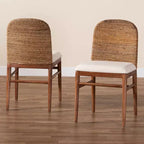 2-Piece Nadim Natural Seagrass and Acacia Wood Dining Chair Set