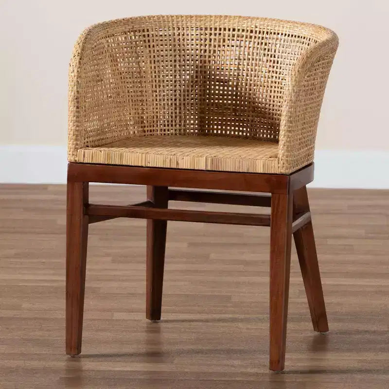 bali & pari Papua Dining Chair: Acacia Frame, Woven Rattan, Bohemian Design, Assembly Required