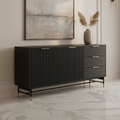 South Shore Arlo Sideboard Ash Oak/Gold: Modern Credenza with Storage, Entryway Cabinet, Buffet Server