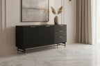 South Shore Arlo Sideboard Ash Oak/Gold: Modern Credenza with Storage, Entryway Cabinet, Buffet Server