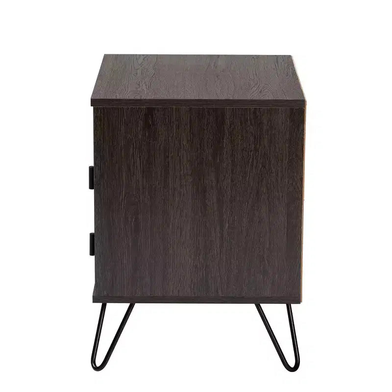 Glover Wood and Metal 2-Drawer Nightstand with Open Shelf