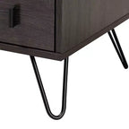 Glover Wood and Metal 2-Drawer Nightstand with Open Shelf