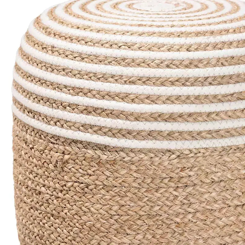Nequiel Seagrass and Woven Rope Ottoman Footstool