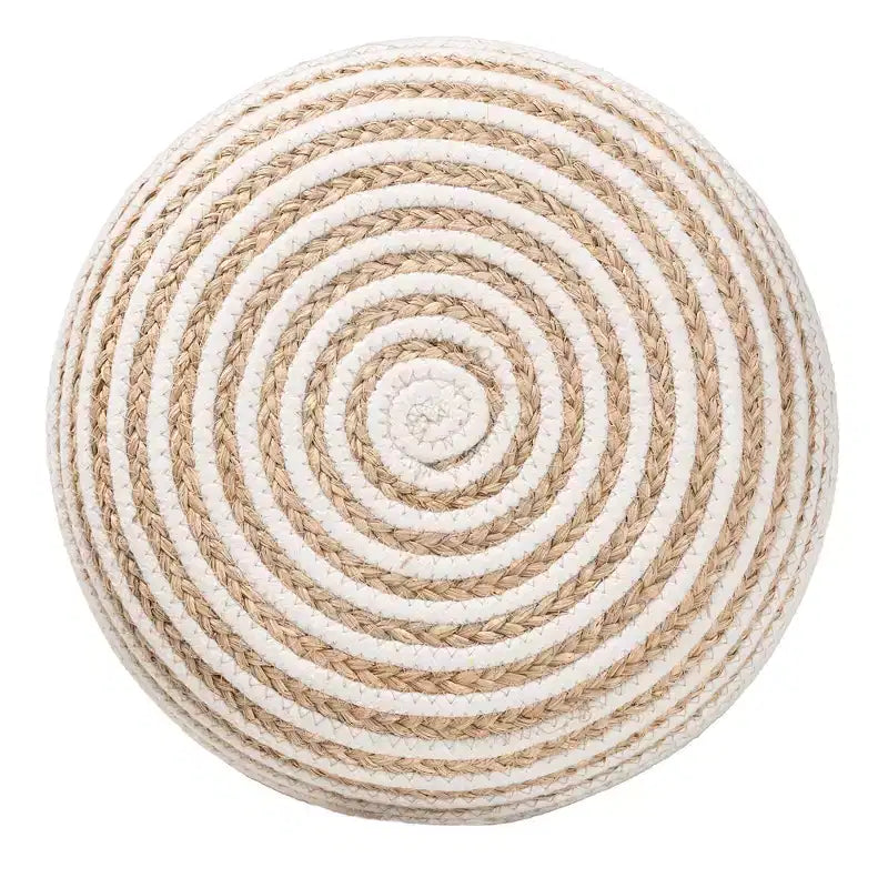 Nequiel Seagrass and Woven Rope Ottoman Footstool