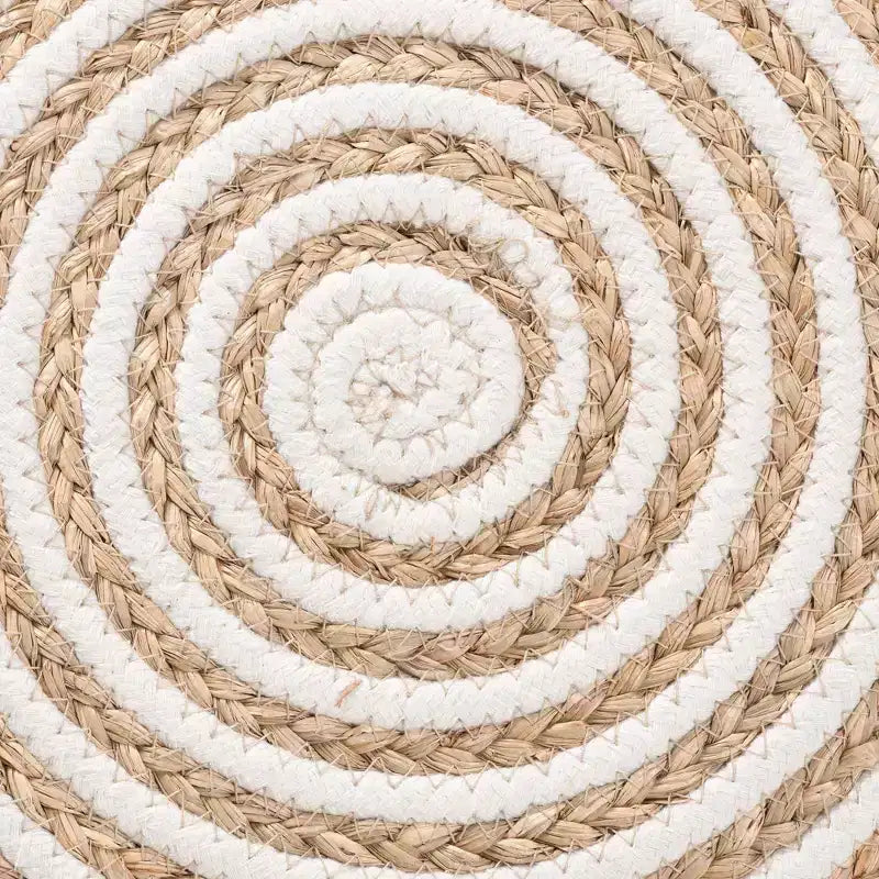 Nequiel Seagrass and Woven Rope Ottoman Footstool