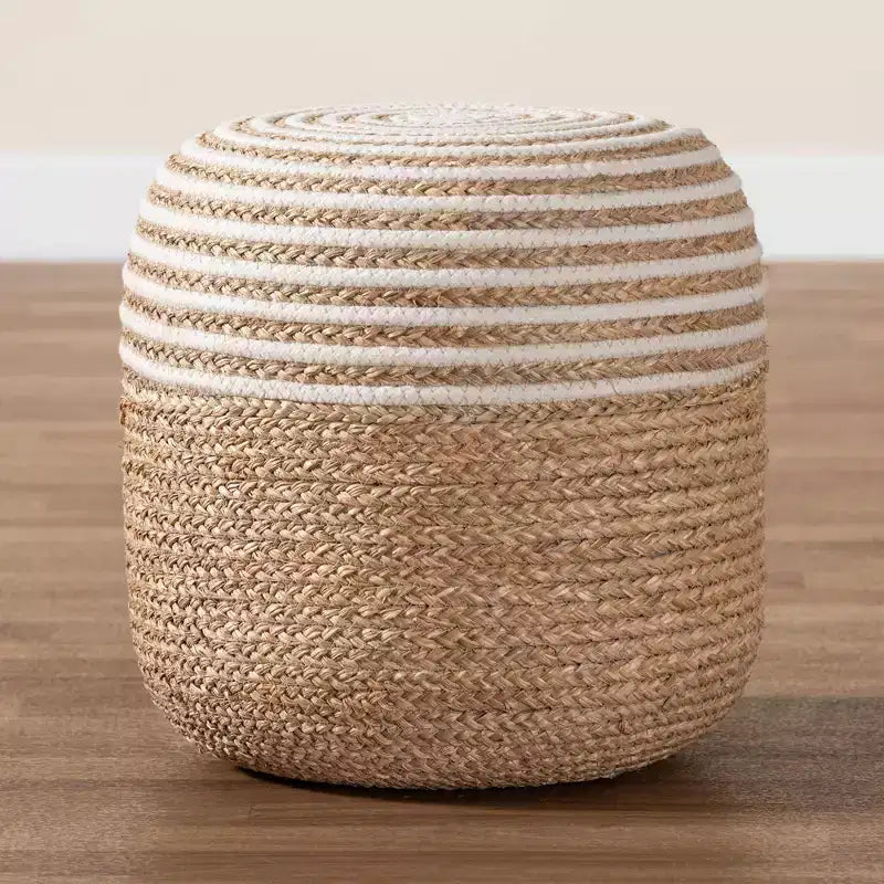Nequiel Seagrass and Woven Rope Ottoman Footstool