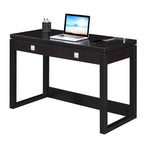 Newport 2 Drawer Desk with Charging Station Espresso/Black - Breighton Home: Home Office Workstation, MDF Construction