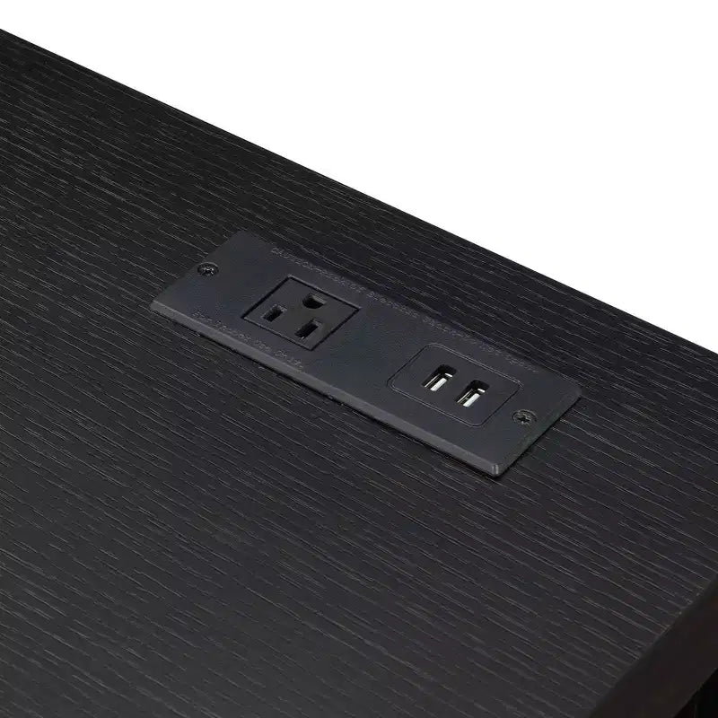 Newport 2 Drawer Desk with Charging Station Espresso/Black - Breighton Home: Home Office Workstation, MDF Construction