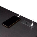 Newport 2 Drawer Desk with Charging Station Espresso/Black - Breighton Home: Home Office Workstation, MDF Construction