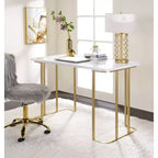 Acme Furniture Estie Writing Desk White/Gold: Chic Home Office, Teen & Kids' Study Table, No Storage