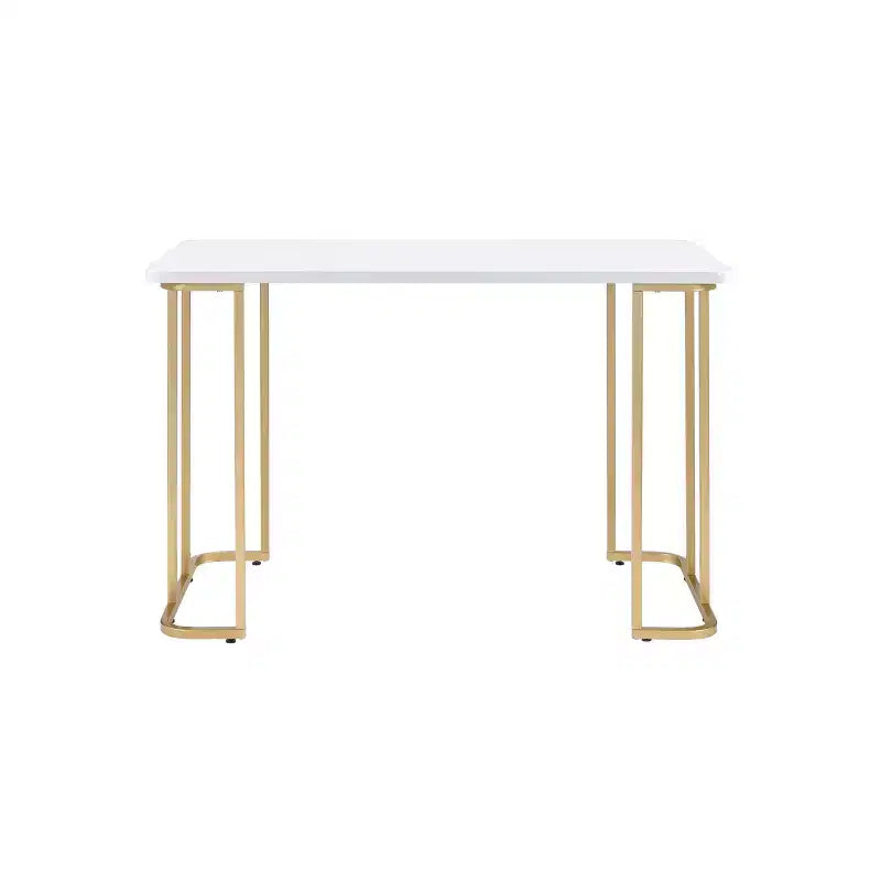 Acme Furniture Estie Writing Desk White/Gold: Chic Home Office, Teen & Kids' Study Table, No Storage