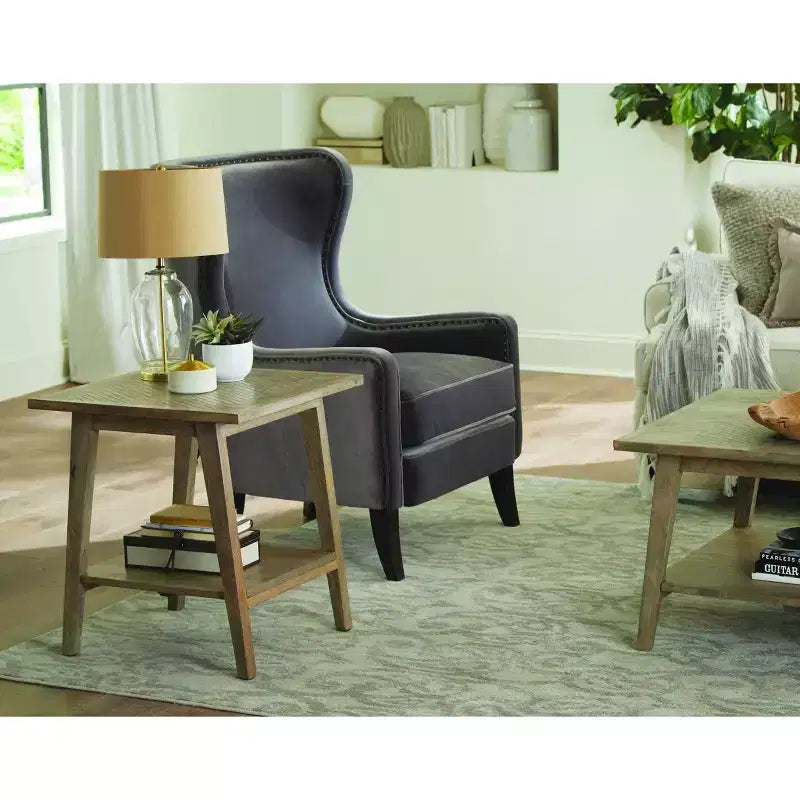 Milani Square End Table Natural: Mango Wood, Mid-Century Modern, Storage Shelf - Steve Silver Co.
