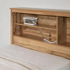 South Shore Twin Bed and Headboard Set Nordik Oak: 6-Compartment Storage, Laminated Particle Board