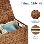 Best Choice Products Large Natural Water Hyacinth Double Laundry Hamper Basket w/ 2 Liner Bags, Handles