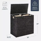 Best Choice Products Large Natural Water Hyacinth Double Laundry Hamper Basket w/ 2 Liner Bags, Handles