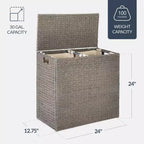 Best Choice Products Large Natural Water Hyacinth Double Laundry Hamper Basket w/ 2 Liner Bags, Handles