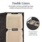 Best Choice Products Large Natural Water Hyacinth Double Laundry Hamper Basket w/ 2 Liner Bags, Handles