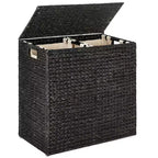 Best Choice Products Large Natural Water Hyacinth Double Laundry Hamper Basket w/ 2 Liner Bags, Handles