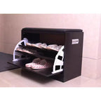 Shoe Storage Bench with Leather Cushion and Hidden Double Shoe Rack
