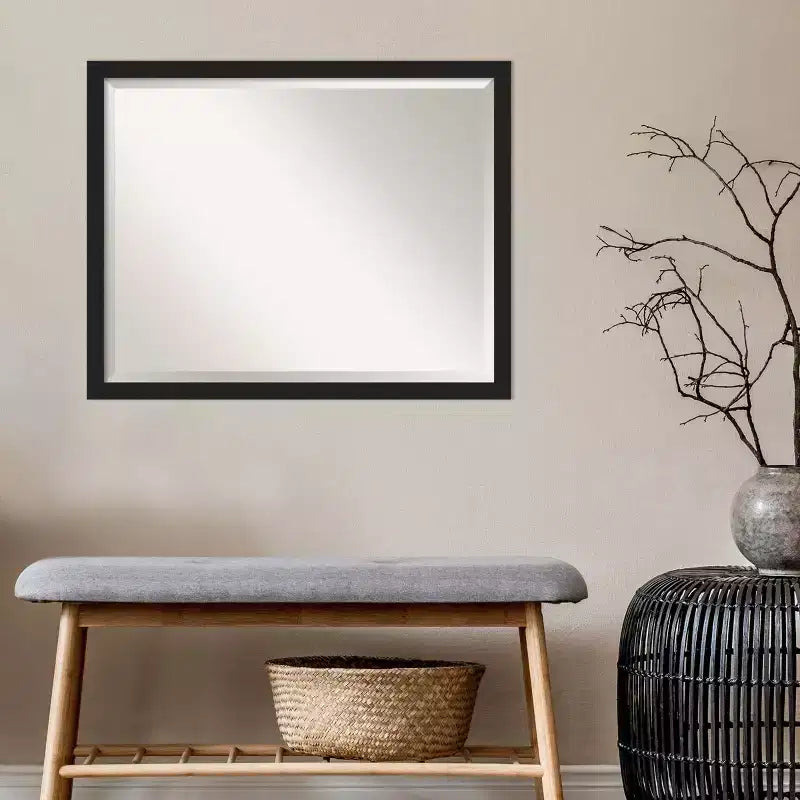 Grace Narrow Brushed Framed Bathroom Vanity Wall Mirror – Black