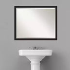 Grace Narrow Brushed Framed Bathroom Vanity Wall Mirror – Black