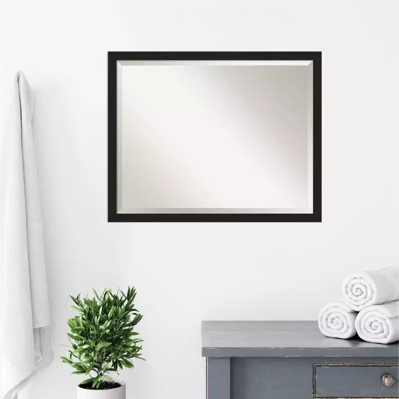 Grace Narrow Brushed Framed Bathroom Vanity Wall Mirror – Black