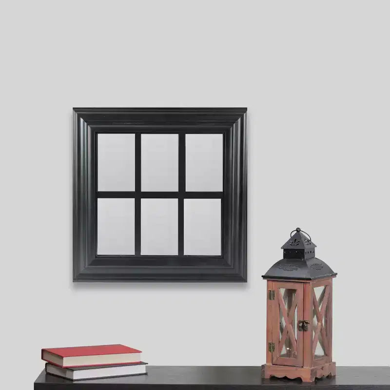 Northlight 17 Black Contemporary Square Windowpane Wall Mirror