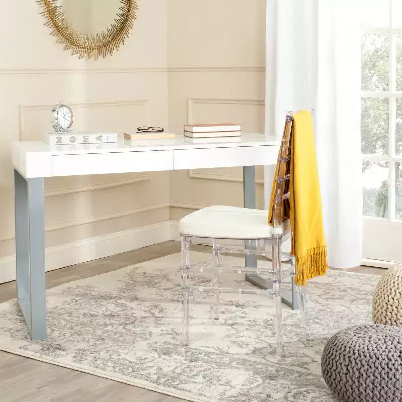 Barton Desk - FOX2206 - White/Grey - Safavieh Couture