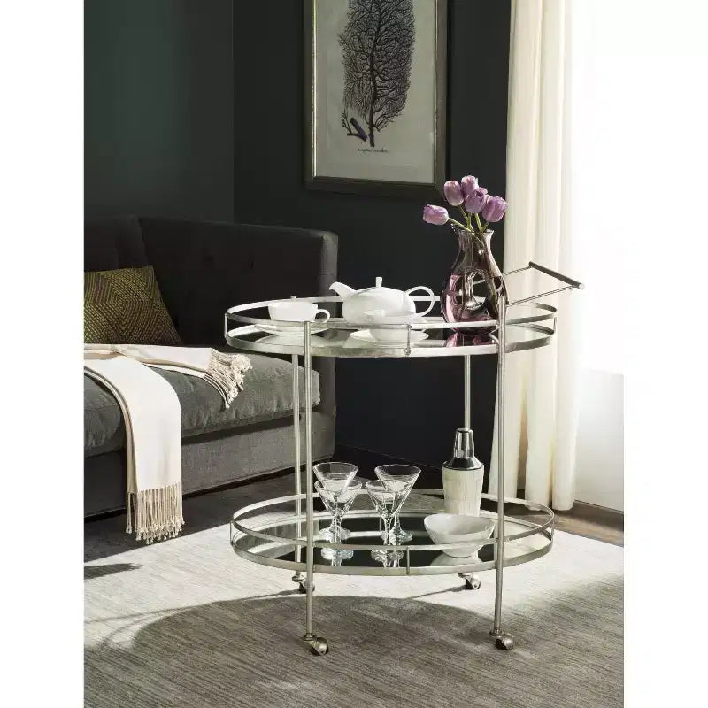 Dante Silver and Mirror Bar Cart
