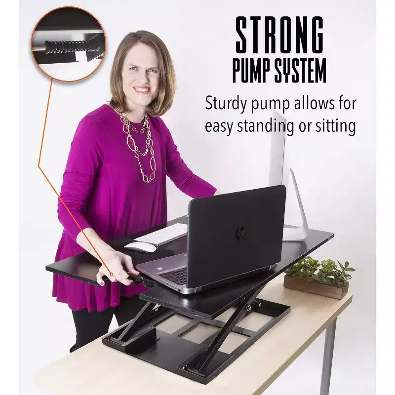 X-Elite Pro 36 Standing Desk Converter with Pneumatic Height Adjustment Black Stand Steady