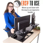 X-Elite Pro 36 Standing Desk Converter with Pneumatic Height Adjustment Black Stand Steady