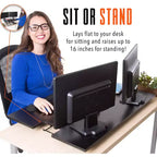 X-Elite Pro 36 Standing Desk Converter with Pneumatic Height Adjustment Black Stand Steady
