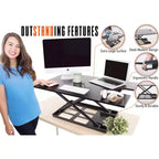 X-Elite Pro 36 Standing Desk Converter with Pneumatic Height Adjustment Black Stand Steady