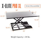X-Elite Pro 36 Standing Desk Converter with Pneumatic Height Adjustment Black Stand Steady