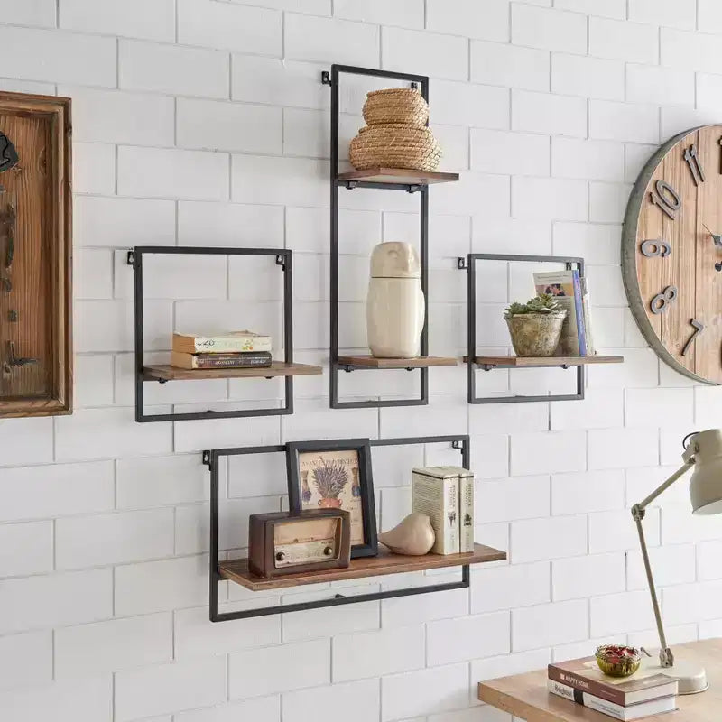 4-Piece Framed Wall Shelf Set
