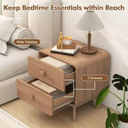 Modern 2-Drawer Nightstand with Solid Rubber Wood Legs