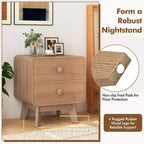 Modern 2-Drawer Nightstand with Solid Rubber Wood Legs