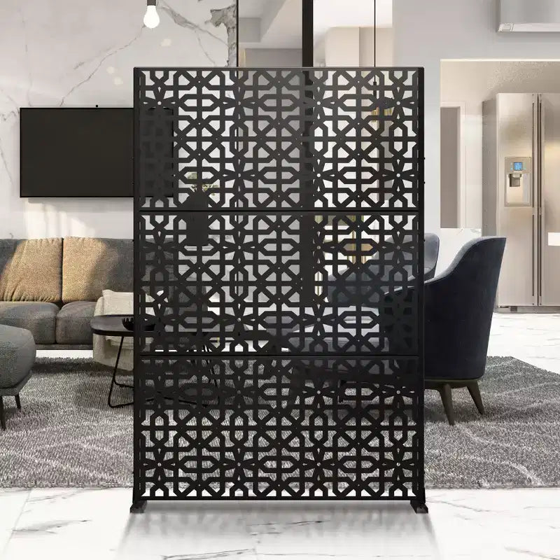 72x47 Metal Privacy Screen – 3-Panel Freestanding Room Divider