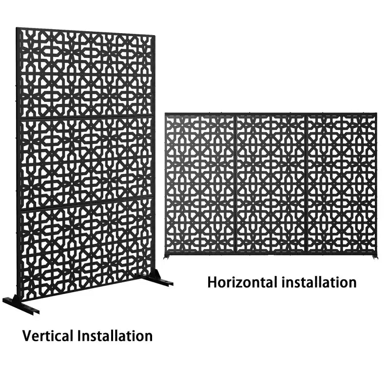 72x47 Metal Privacy Screen – 3-Panel Freestanding Room Divider