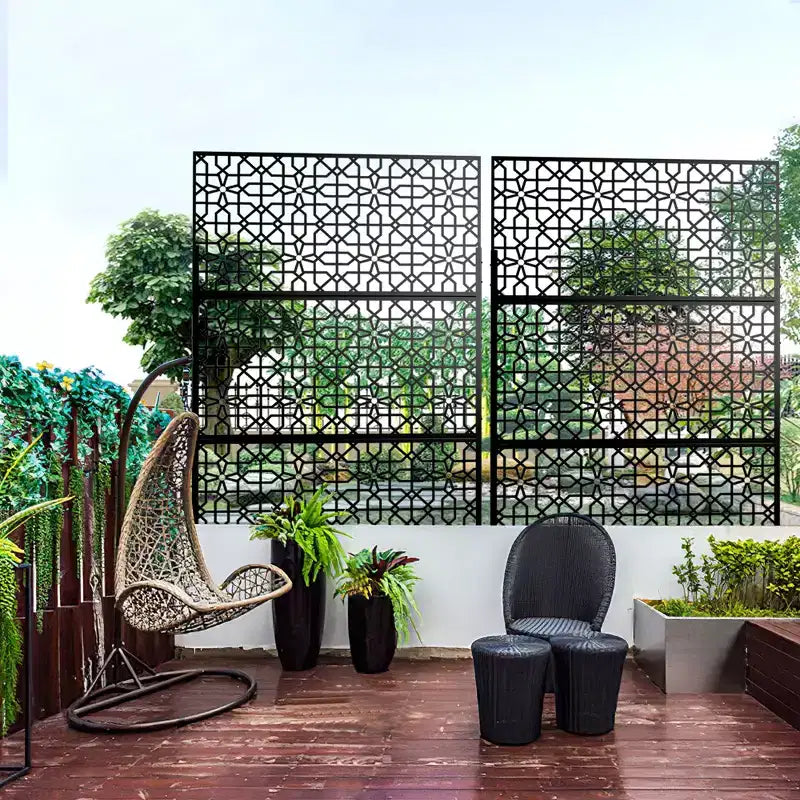 72x47 Metal Privacy Screen – 3-Panel Freestanding Room Divider