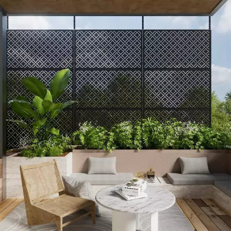 Metal Outdoor Privacy Screen – Freestanding Patio Decorative Screen